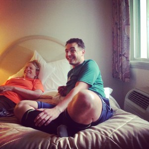 the ironman, resting, legs up the day before