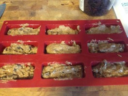 I use this awesome bar pan by dad sent me. It's silicon so the bars come out super easy without needing to be oiled. It makes 9 rather than the 12 the recipe calls for so they're a bit larger than what the original recipe intended. Which is fine by me. 