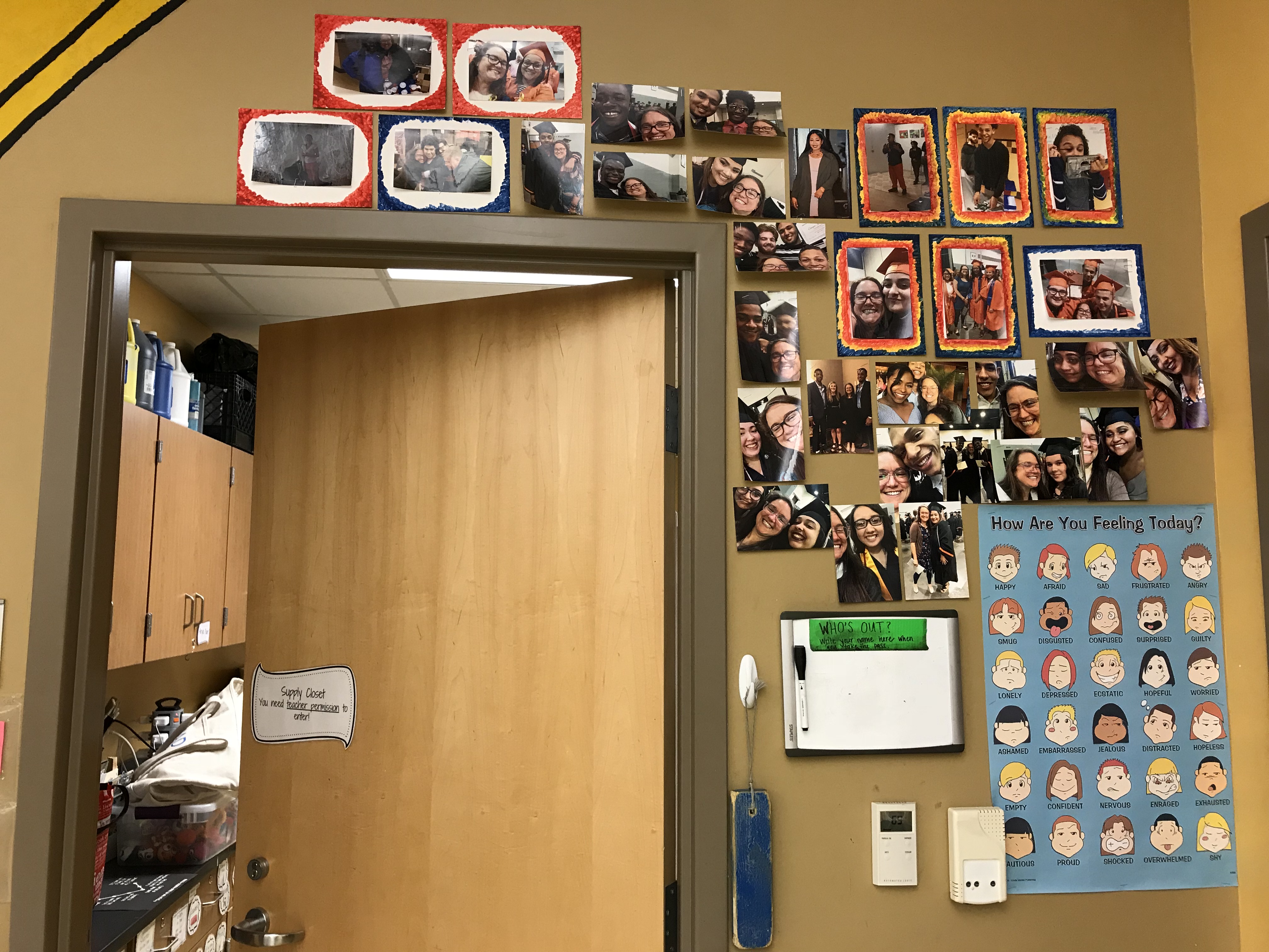 photo gallery of students in graduation cap and gowns with teacher